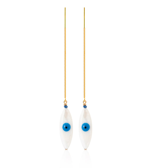 SWEET EVIL EYE VI EARRINGS IN 10K AND 18K SOLID YELLOW GOLD AND SAPPHIRES